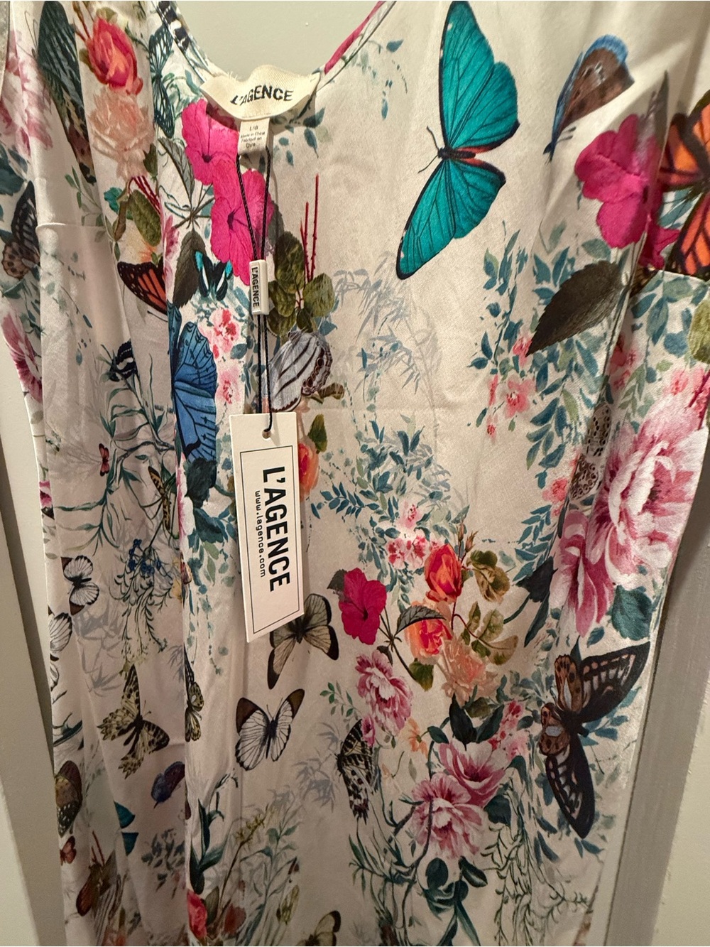 L’AGENCE Akiya Butterflies Midi Maxi Dress Sz Large NWT - Picture 4 of 6